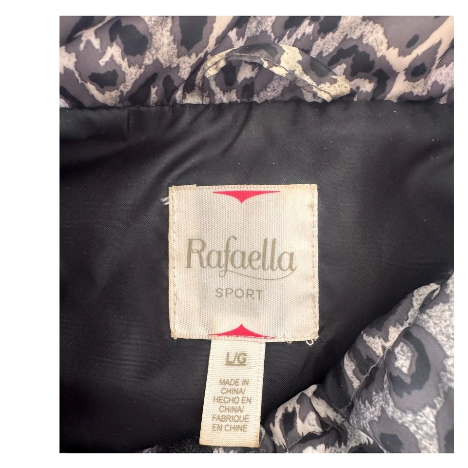 Rafaella Sport Mujer Grande Cremallera Completa Hinchado Negro Gris Guepardo Animal Print Foto 3 de 4