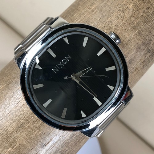 Nixon The Capital Men Dress Black Dial Silver Tone Quartz 44mm Watch 7 1/4"