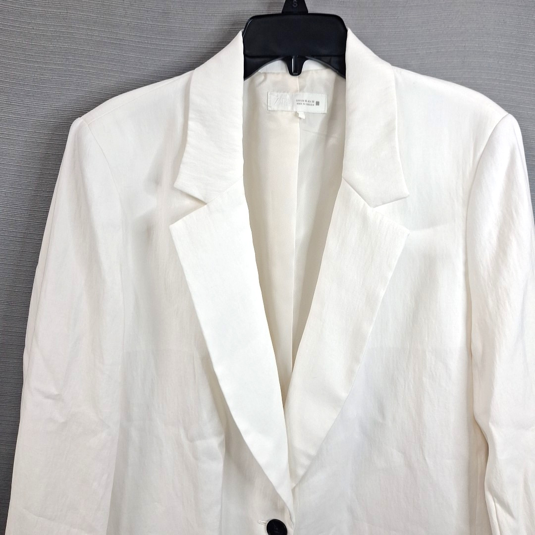 Women’s Zara Basic White Jacket  Single Button Li… - image 2