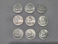 LOT 5 LIRE COIN FIVE LIRE DOLPHIN YEAR 1954 1955 1972 1975 1976 1979 +