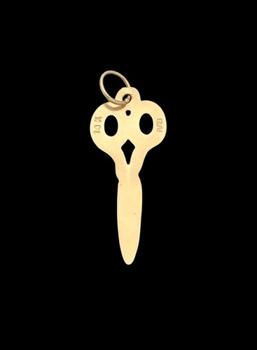 Vintage 14k Gold Barber/stylist Scissors Charm Small Thin 3/4" - Picture 2 of 3