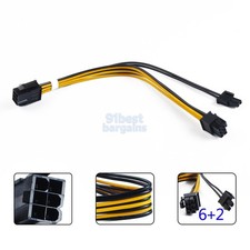 PCIe Graphics Power Cable Video Card Adapter 6 Pin Female to 8 Pin 6 2 Male