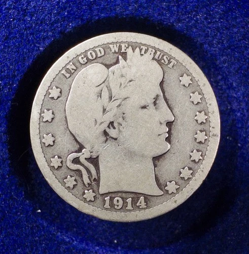 RARE Beautiful 1914-D U.S. Barber Quarter (SILVER) KM 114