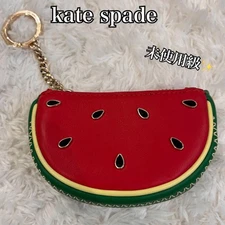 Kate Spade Watermelon Coin Purse Bag Charm Keychain Pink Green Leather Unused