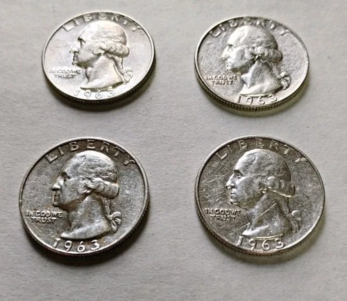 1963 D 90% Silver Quarters XF Lot Of 4 $1 Face. W20