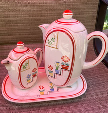 Antica caffettiera/teiera/vassoio 3 pezzi Art Decò anni 20-30 Giappone