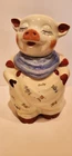 Vintage USA Shawnee Pottery Blue Scarf Smiley Pig Cookie Jar Ceramic Canister