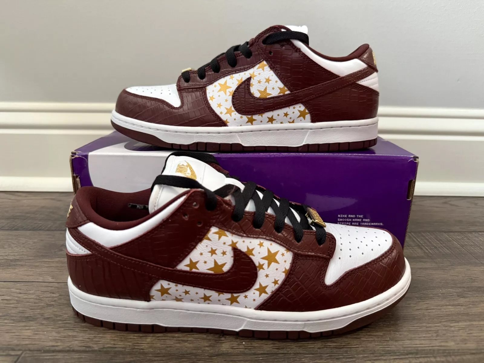 Chaussures SUPREME x Nike SB DUNK LOW OG QS Barkroot marron blanc 8,5 10 DH3228 103