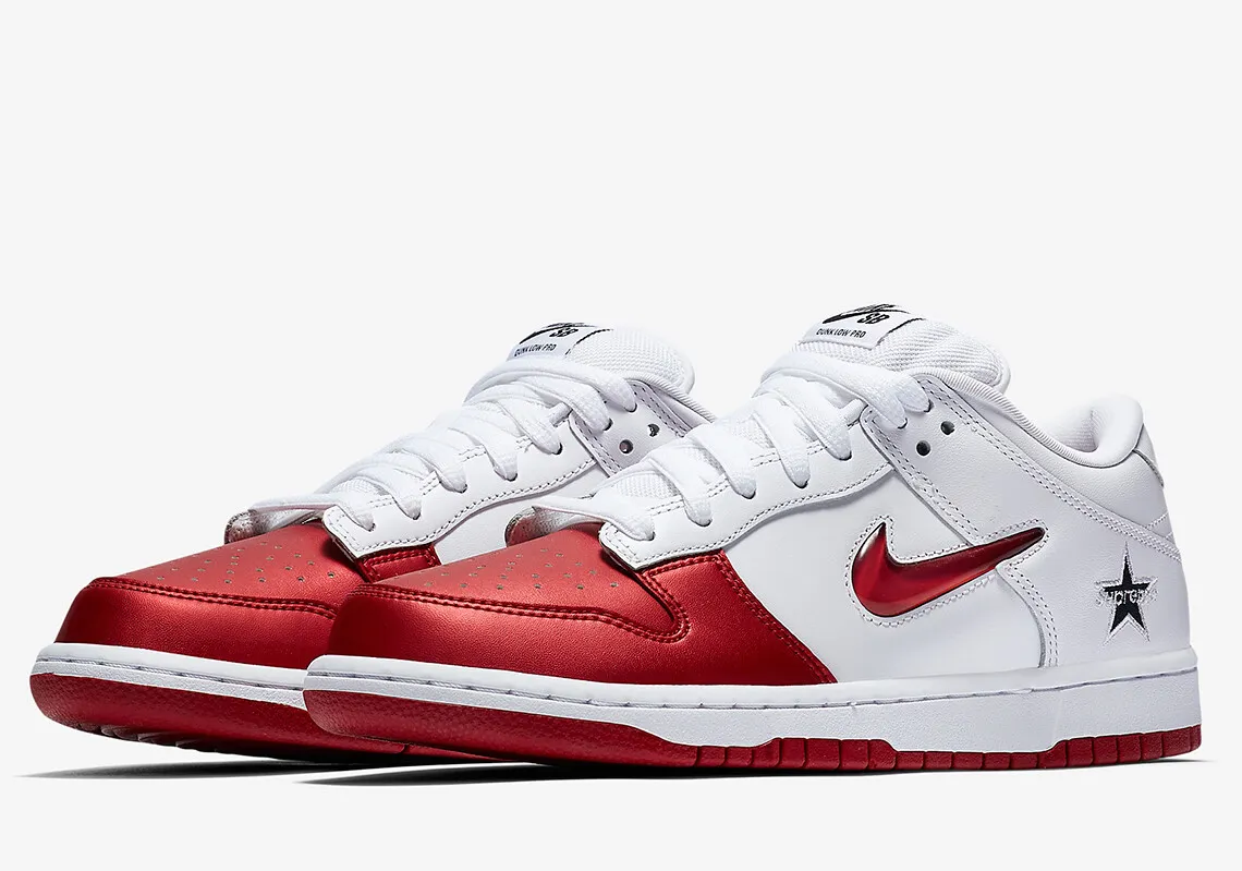 Supreme × Nike Dunk Low Varsity Red White CK3480-600 Men's Size | eBay