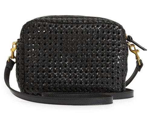 Clare V. Women's Midi Sac Woven Leather Crossbody Shoulder Bag Purse Black - Picture 3 of 7