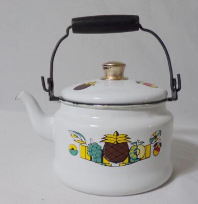 George Briard Ambrosia Pineapple Enamelware Mid Century Modern Teapot  Kettle