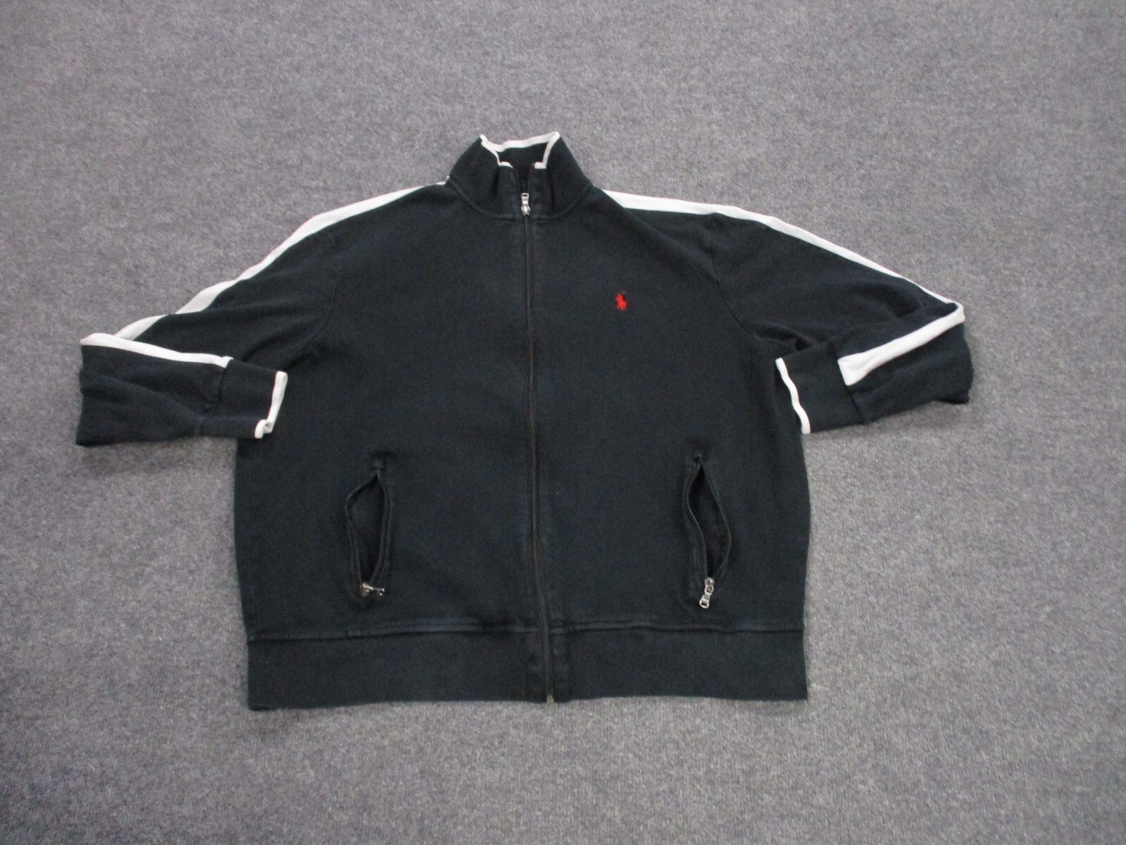 Giacca Polo Ralph Lauren adulto XL nera full zip finto collo golf pony casual uomo