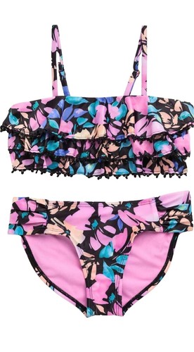 Bikini Fille Little Marcel 14 Ans – Multicolore Et Noir, Matière Stretch