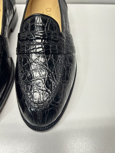 Gucci Men’s Black Crocodile Classic Full Strap Split Toe Loafer Size 40.5 D - Picture 10 of 21