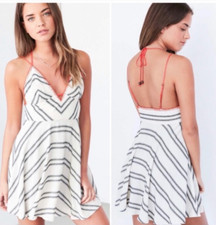 NWT $69 Ecote Clementine size 6 plunging stitched mini Dress by Urban Outfitters