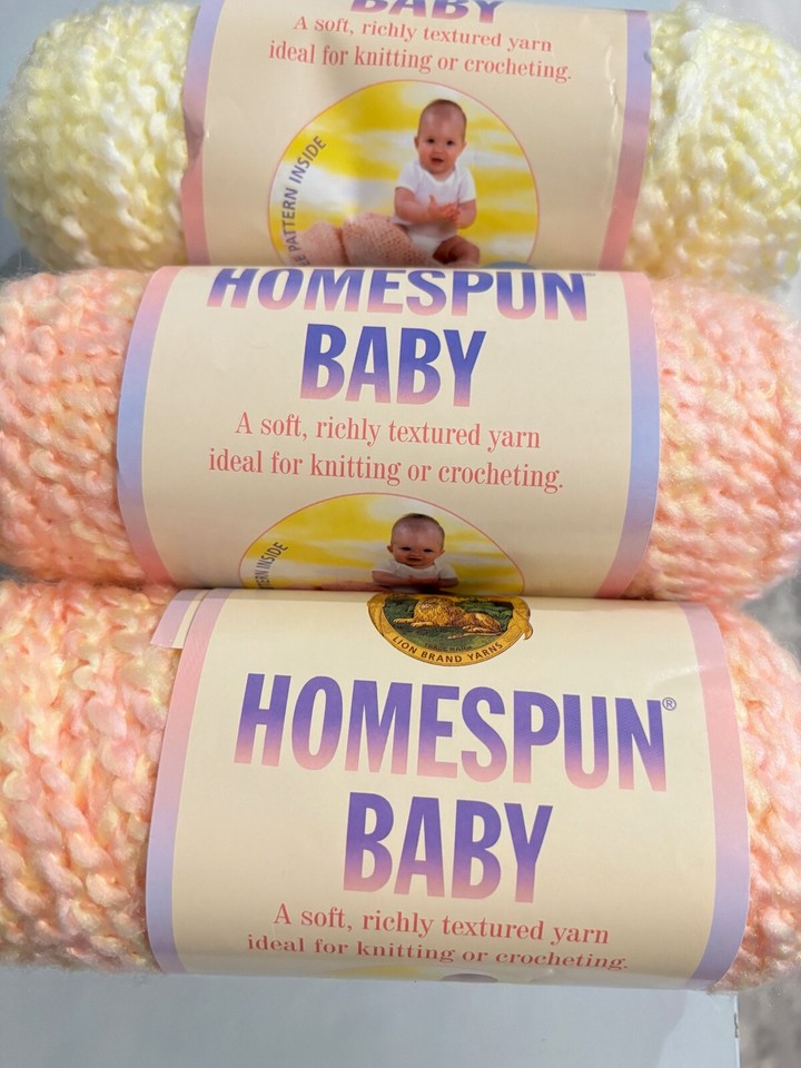 Lion Brand Homespun Baby Yarn Lot of 3 2 Creamsicle, 1 Sunshine 3 oz each eBay