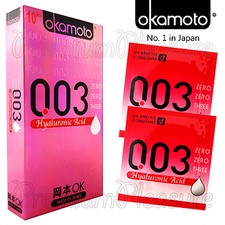Okamoto 003 Hyaluronic Acid condoms  Moisture lubricant  Retail box of 10 PCS