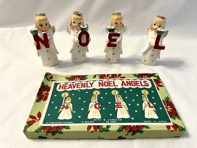 1950s Commodore Japan Heavenly Christmas Noel Angel Candle Holders