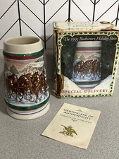 1993 BUDWEISER Holiday Beer Stein “Special Delivery” Anheuser Busch Clydesdale