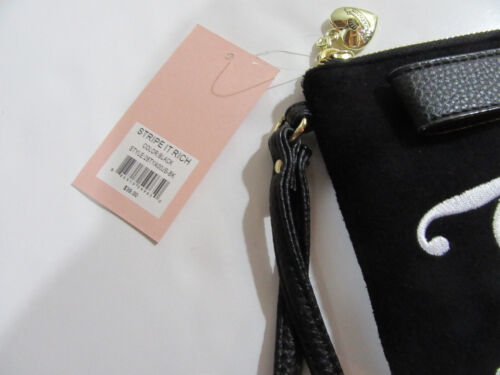 Juicy Couture Womens Velour Stripe It Rich Wristlet Wallet Black NWT - Picture 4 of 4
