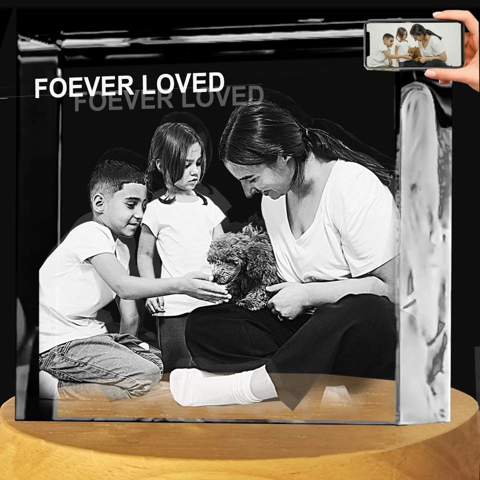 FOTO personalizada comemorativa de animais de estimação 3D presentes de cristal para lembrança de cachorro gravado para mãe pai - Imagem 4 de 4
