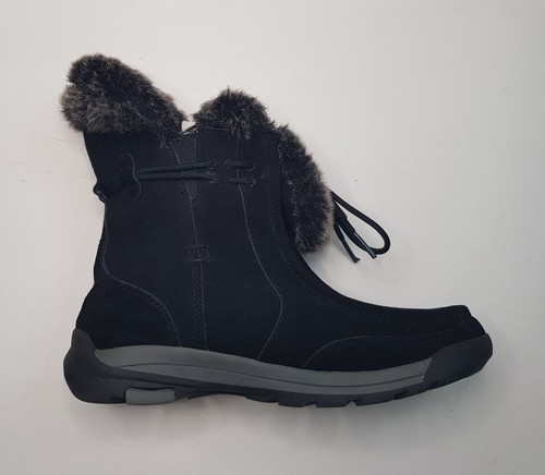 LANDS' END SIZE 5UK EUR37.5 WOMENS BLACK SUEDE LACE UP ANKLE SNOW BOOTS FUR TOP - Picture 17 of 24