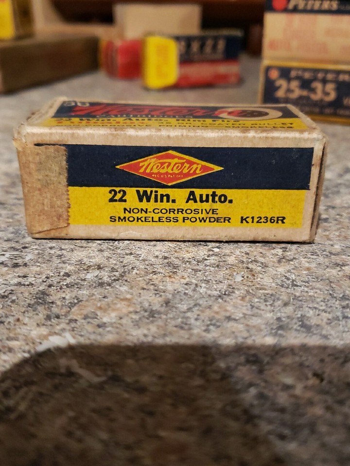 EMPTY 22 Ammo Box WESTERN 22 WIN. Winchester AUTO LUBALOY Selfloading