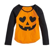Toddler Girls Halloween Jack-O-Lantern Pumpkin Heart Orange Long Sleeve Shirt 4T
