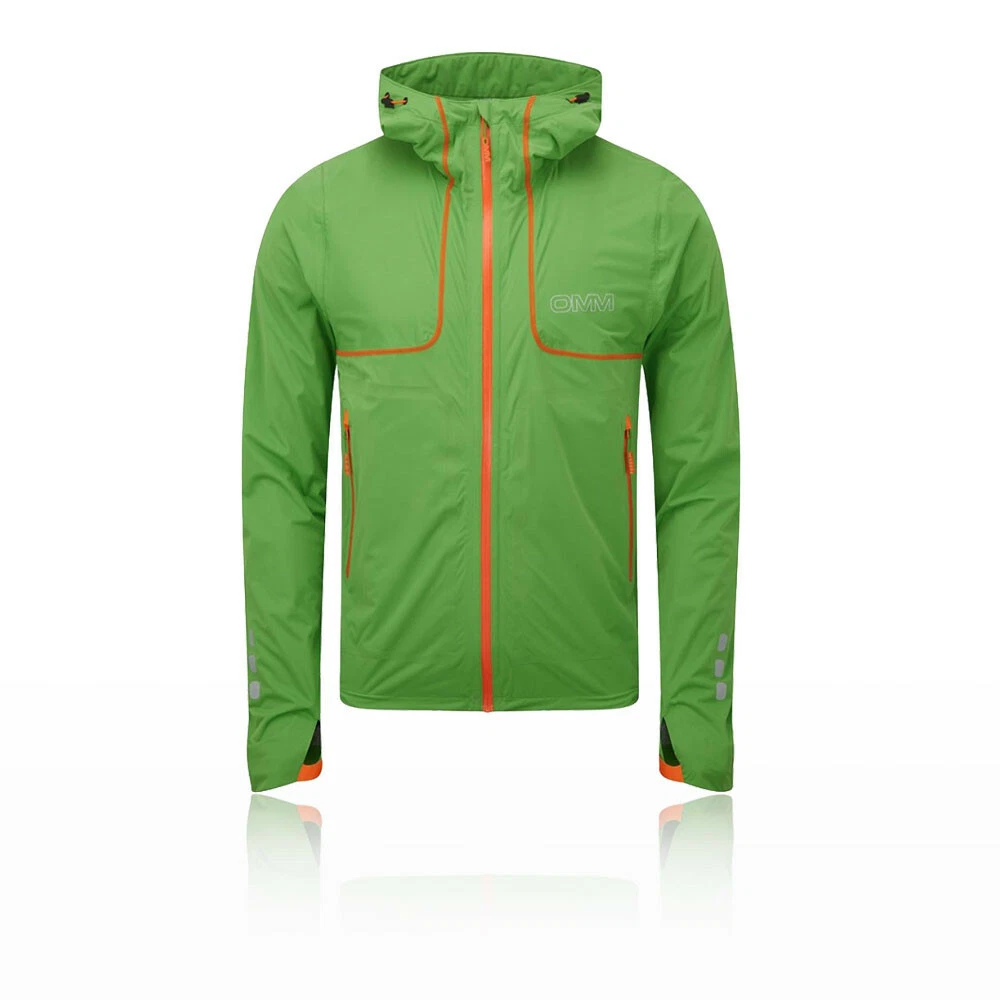OMM Mens Kamleika Jacket Top Green Sports Running Full Zip Hooded
