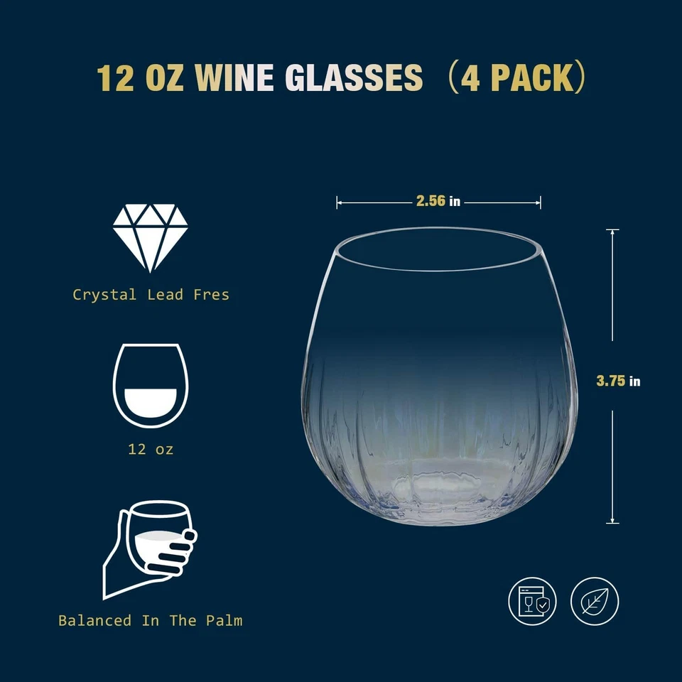 Conjunto de 4 taças de vinho tinto sem haste (12 oz) inquebráveis - Imagem 2 de 4