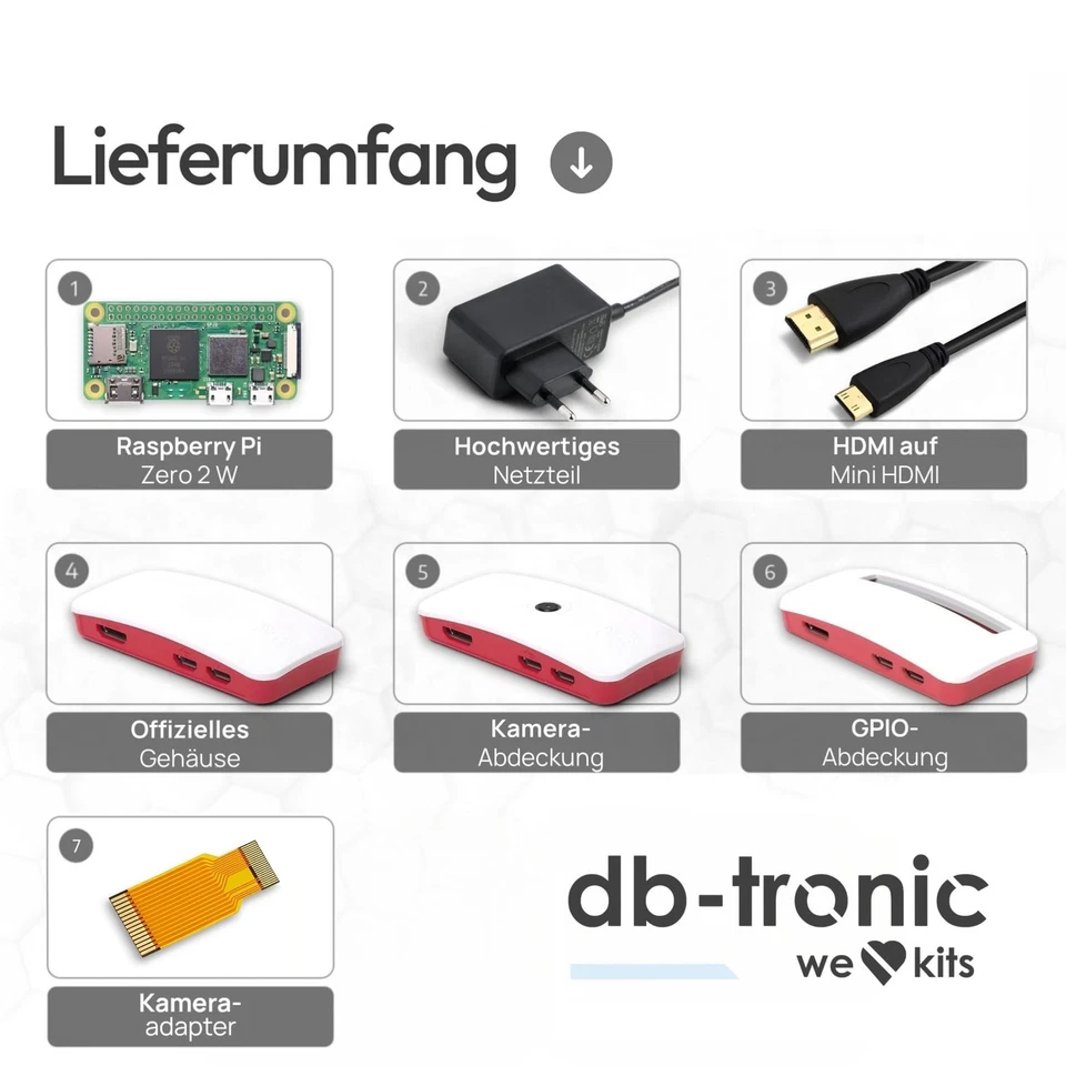 Raspberry Pi Zero 2 W Starter-Set | 5.1V 2.5A Netzteil | Gehäuse mit 3 Abdeck... - Bild 2 von 4