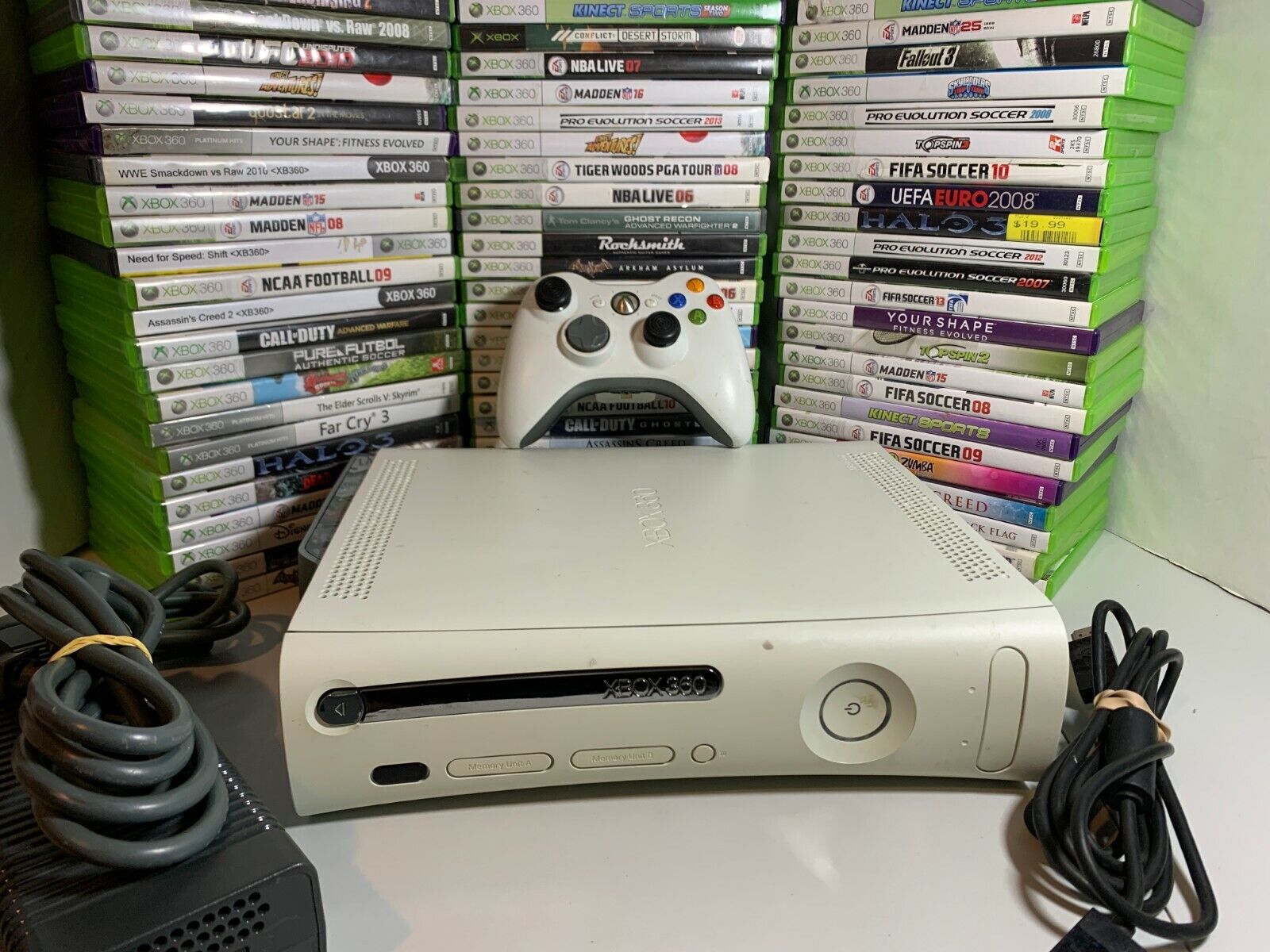 Xbox 360 FAT 60GB White Console Bundle Controller & Games #4