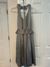 White by Vera Wang Short Gray Silver Halter Bridesmaid Party Dress Sz 12