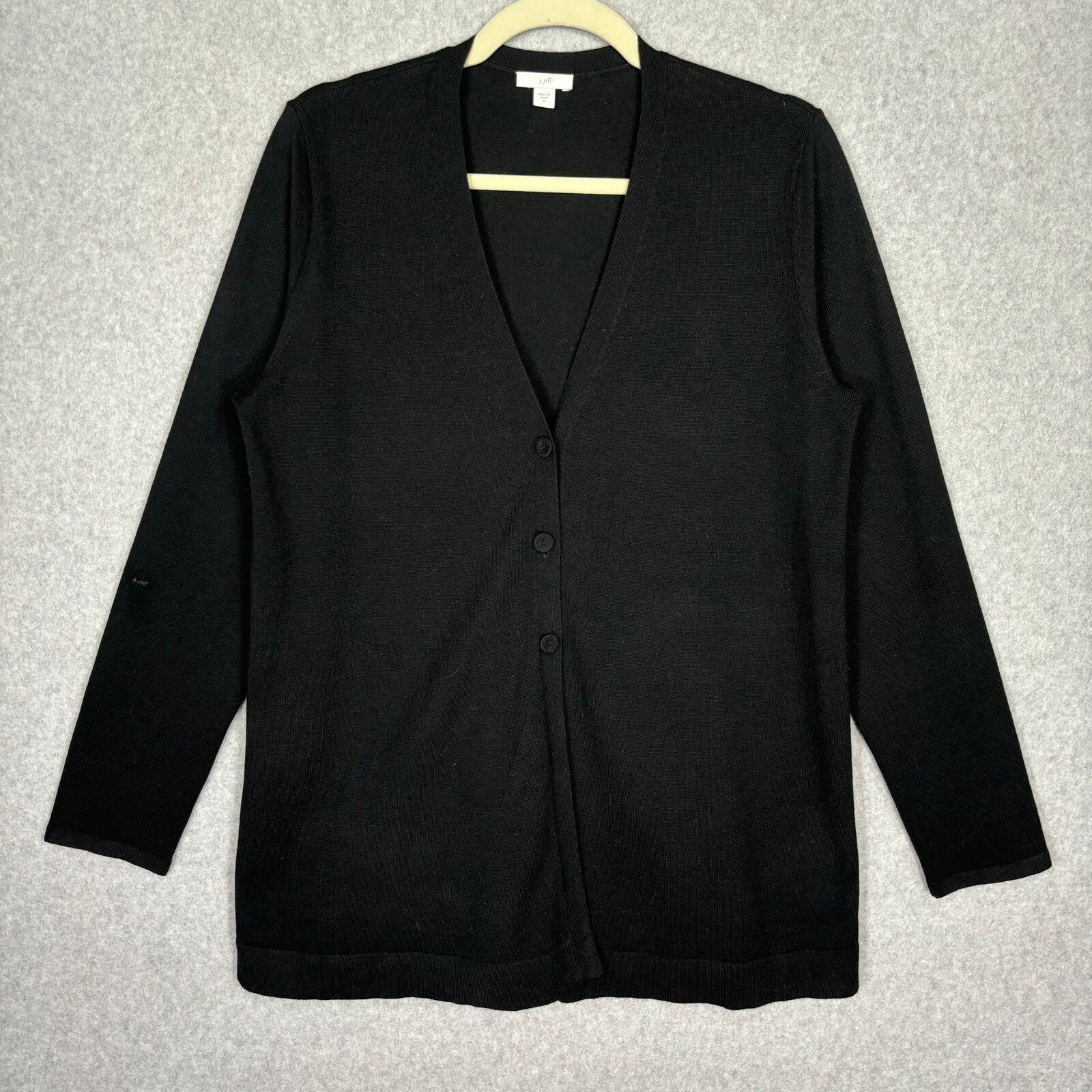 J Jill Womens Small Black Wool Long Thin Cardigan for Work or Church