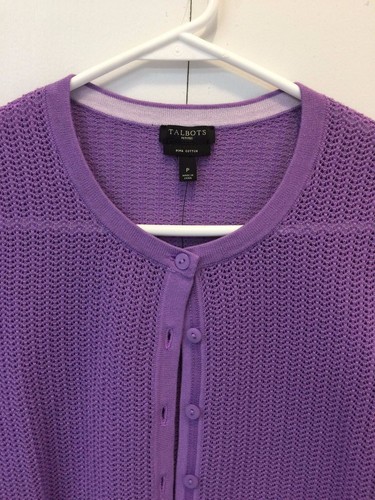 TALBOTS Women's Purple Sweater Cardigan Size Petite New With Tag - Picture 2 of 3