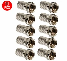 10 Pack F type RG6 Twist On Coax Cable RF Connector Plug Satellite Antenna TV