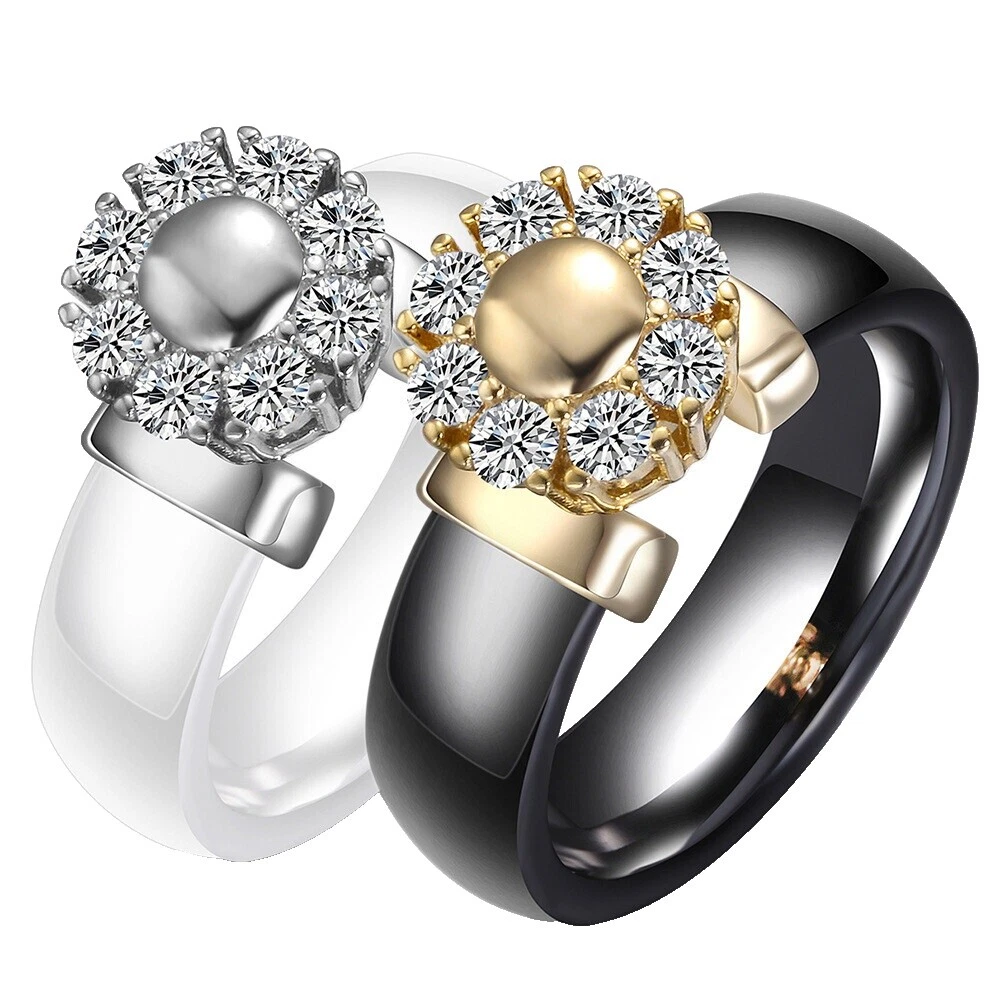 Anillos de moda de cerámica negro de titanio