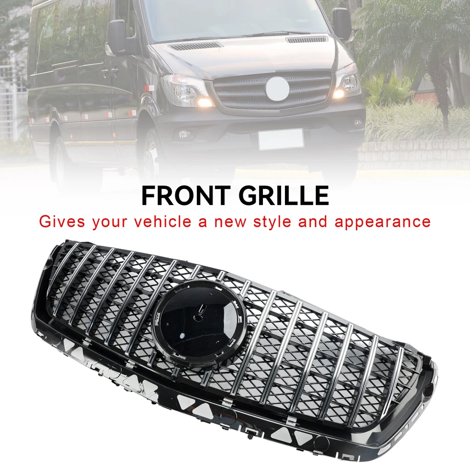 Front Grill Grille +Star For Mercedes Benz Sprinter W906 2014-2018 Chrome - Image 3 of 4