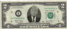 Billete de 2 dólares Donald Trump como nuevo real