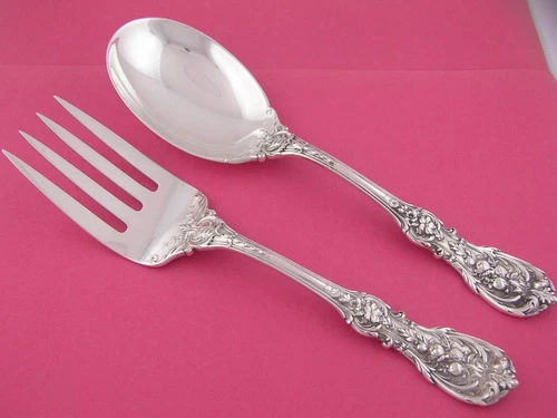 Sterling Silver REED & BARTON Vegetable Fork & Spoon Set FRANCIS I 1907 ~no mono