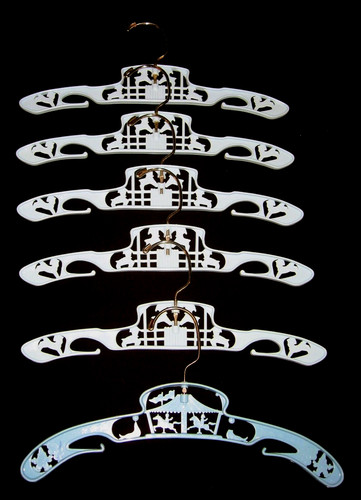 Set of 6 Vtg SANITOY INC-BABYWORLD Blue Plastic Baby-Child Clothes Hangers