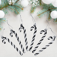Pack of 6 Glitter Candy Christmas Tree Decoration Hanging Bauble - 13cm