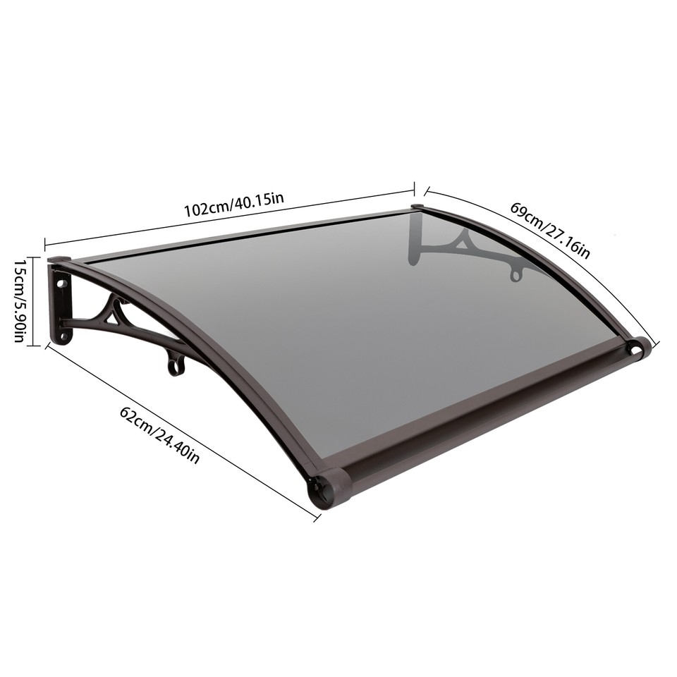 60*100cm Front Door Awning Canopy Shelter Patio Window Rain Roof Sun