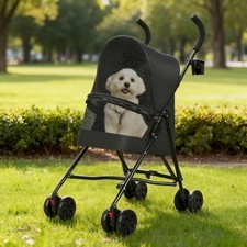Pet Stroller for Small Dogs Cats with Mesh Ventilation, Lightweight Foldable Des