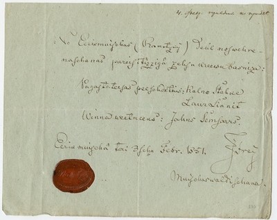 Estonia ? Lithuania ? 1851 document