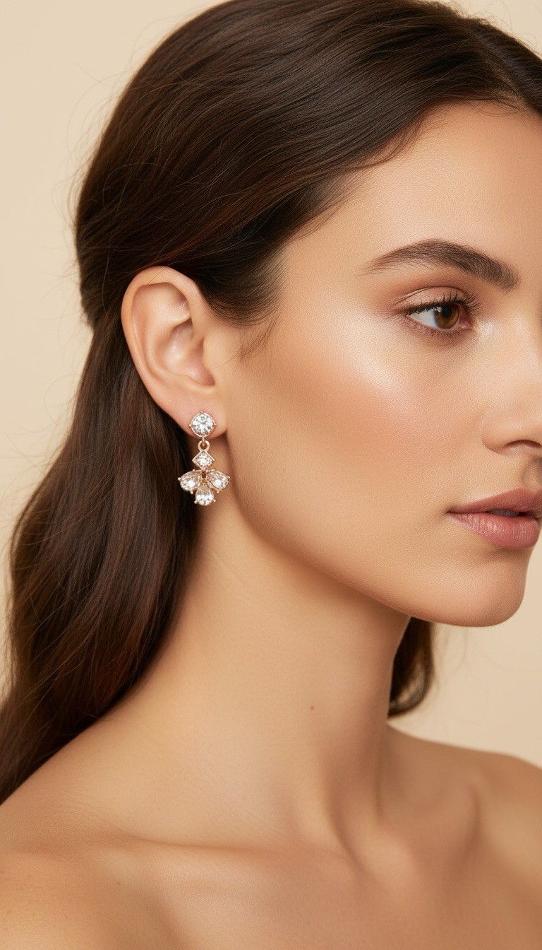 $42 GIVENCHY  Rose Gold  Tone Crystal drop  Earrings V20A