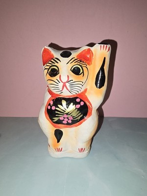 Japanese Maneki Neko Paper Mache Doll Beckoning Lucky Cat Takasaki Hariko Daruma