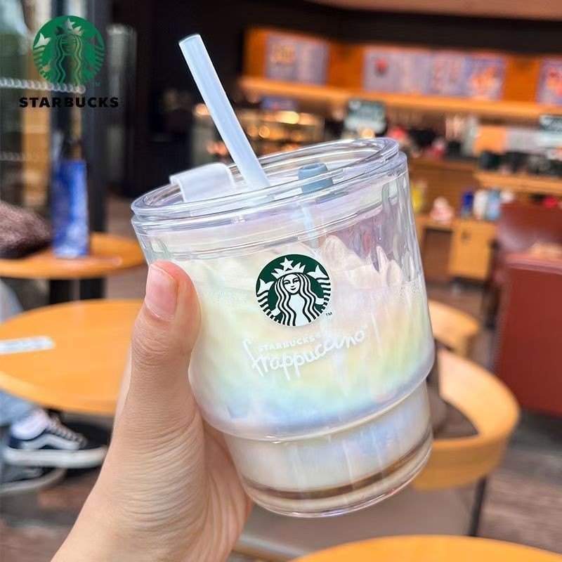 NEW Starbucks 13oz Sparkling Glass Tumbler Portable for Iced