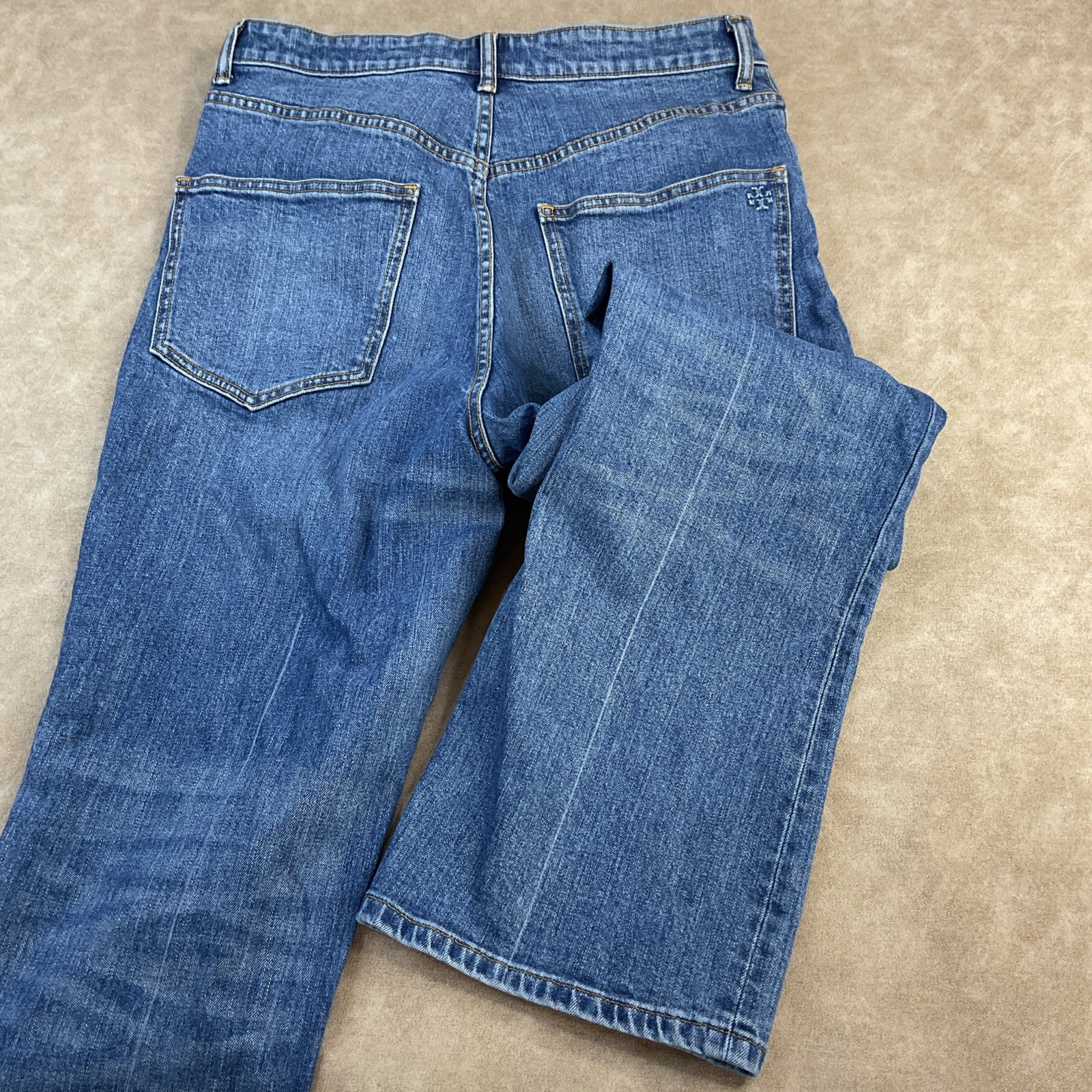 Tory Burch Jeans Cropped Flare Medium Vintage Wash Logo #168287 Women Sz 32 $230 thumbnail 4