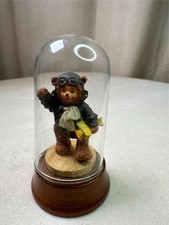 ROBERT RAIKES MINIATURE MEMORIES LINDY BEAR UNDER GLASS DOME 3